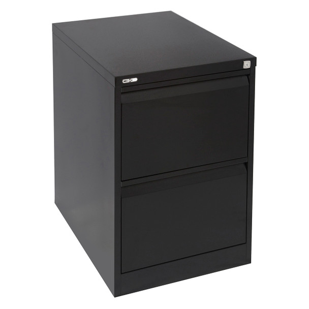 Rapidline Go Vertical Filing Cabinet 2 Drawer 460 x 620 x 705mm Black Ripple