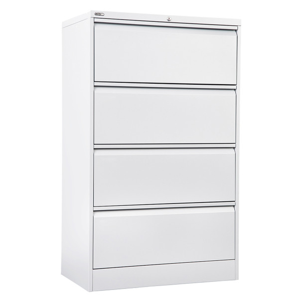 Rapidline Go Heavy Duty Lateral Filing Cabinet Four Drawer White Satin