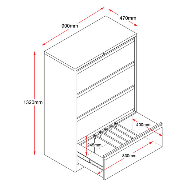Rapidline Go Heavy Duty Four Drawer White Satin Lateral Filing Cabinet