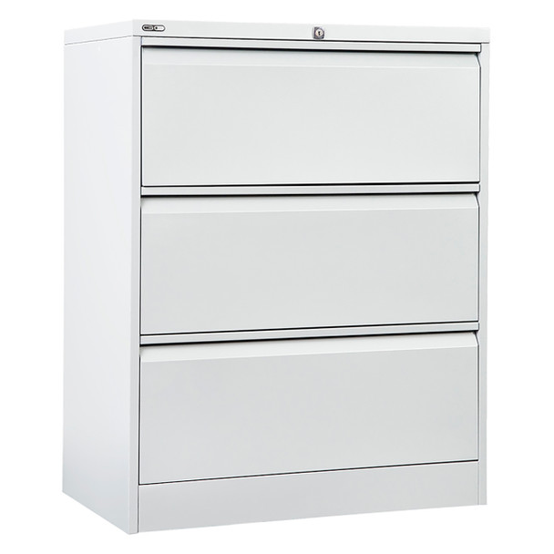 Rapidline Go Heavy Duty Lateral Filing Cabinet Three Drawer White Satin