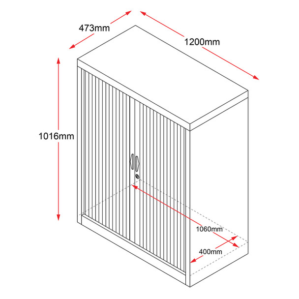 Rapidline Black Go Tambour Door Cupboard 1200 x 1016 x 473mm