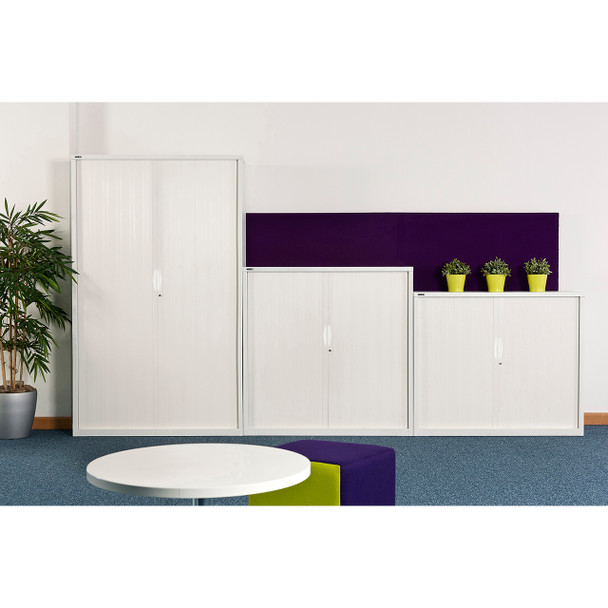 Rapidline White Go Tambour Door Cupboard 1200 x 1016 x 473mm  with 2 Shelves