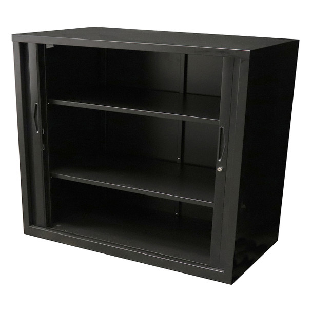 Rapidline Go Tambour Door Cupboard with 2 Shelves 900 x 1016 x 473mm Black