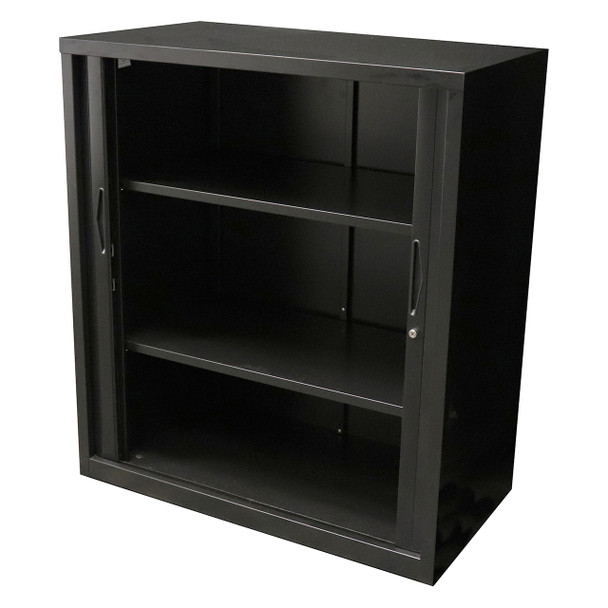 Rapidline Go Tambour Door Cupboard with 2 Shelves 900 x 1200 x 473mm Black