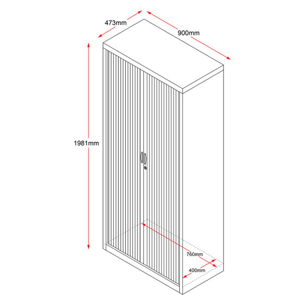 Rapidline White Go Tambour Door Cupboard 900 x 1981 x 473mm