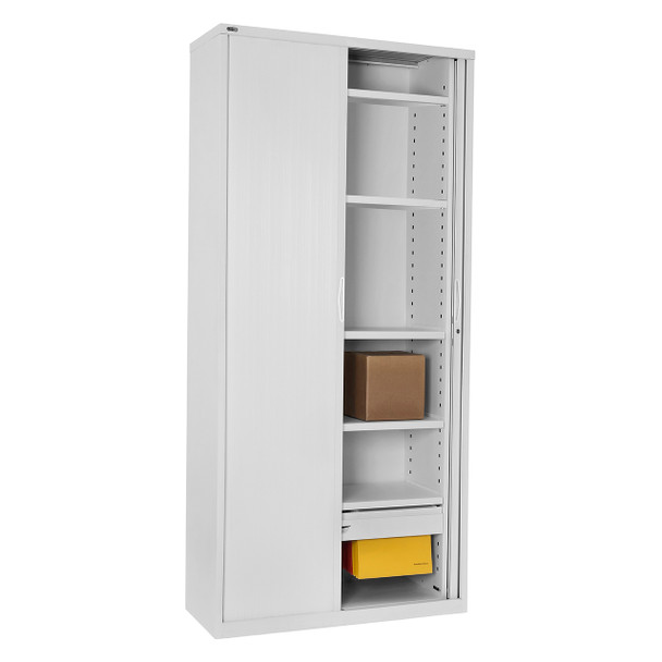 Rapidline Go Tambour Door Cupboard with 5 Shelves 900 x 1981 x 473mm White