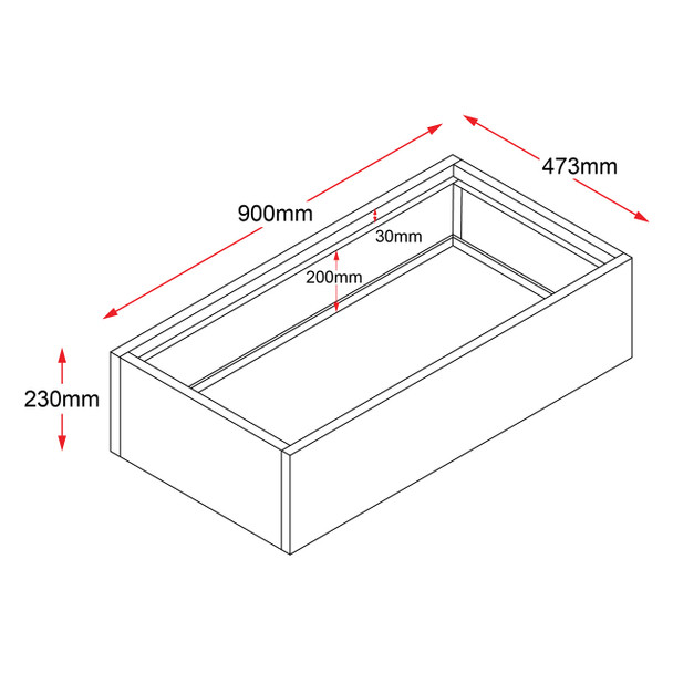 Rapidline Planter Box Black 900 x 230 x 473mm Only for Go Tambour Door Cupboard