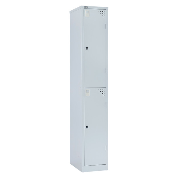 Rapidline Go 2 Door Steel Locker 305 x 455 x 1830mm Silver Grey
