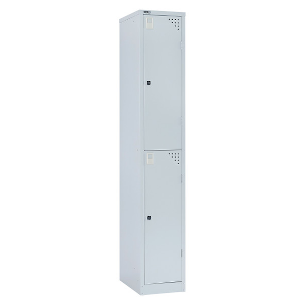 Rapidline Go 2 Door Steel Locker 380 x 455 x 1830mm Silver Grey