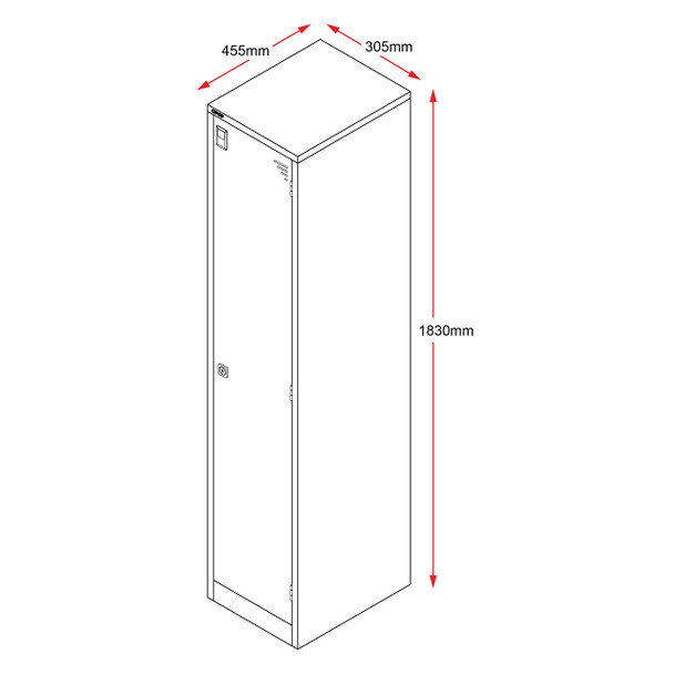 Rapidline Silver Grey Go 4 Door Steel Locker 305 x 455 x 1830mm