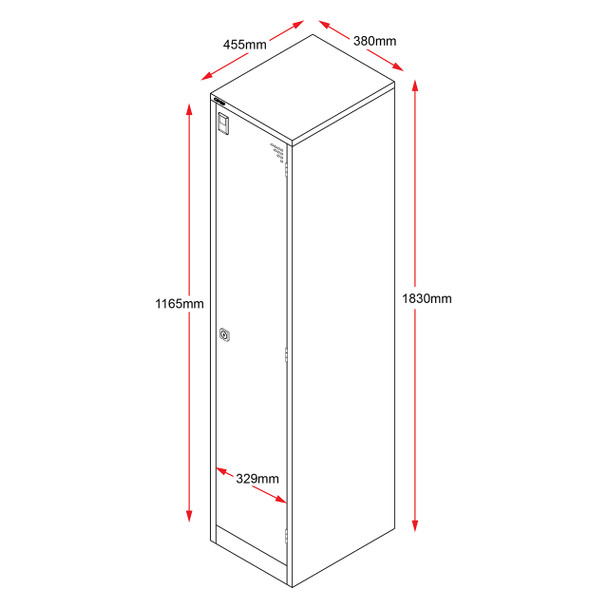 Rapidline Silver Grey Go 4 Door Steel Locker 380 x 455 x 1830mm