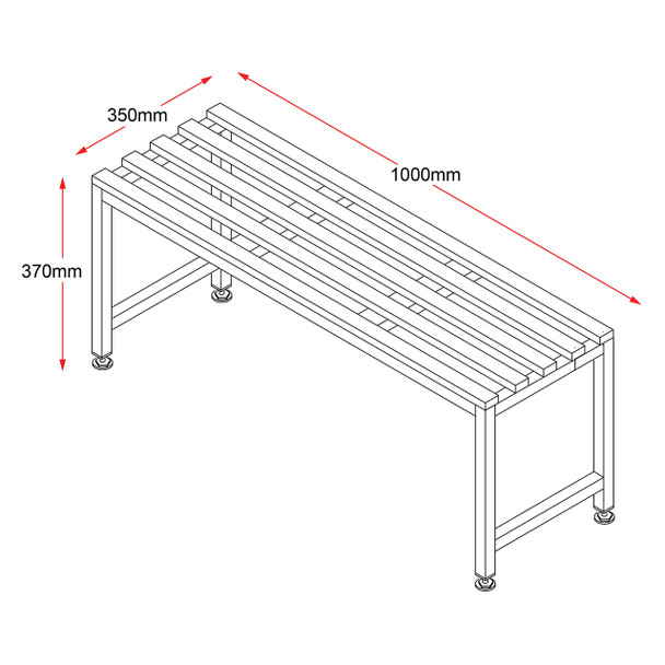 Rapidline Light Oak / Silver Grey Single Sided Bench Seat 1000 x 360 x 400mm