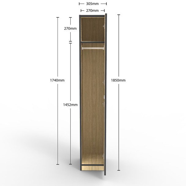 Rapidline 1 Door Melamine Locker Rapid Infinity Natural Oak / Black