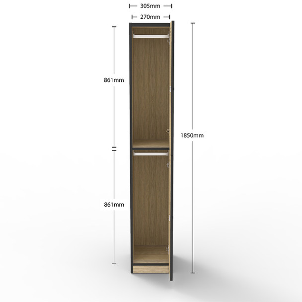 Rapidline 2 Door Melamine Locker Rapid Infinity Natural Oak / Black
