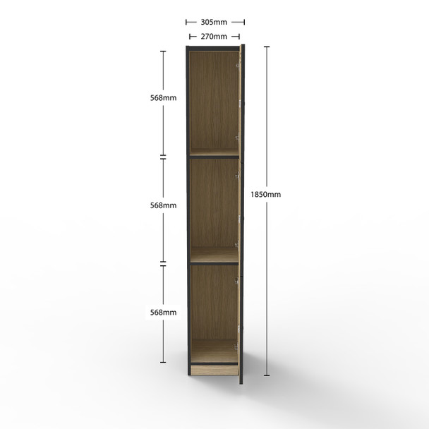 Rapidline 3 Door Melamine Locker Rapid Infinity Natural Oak / Black