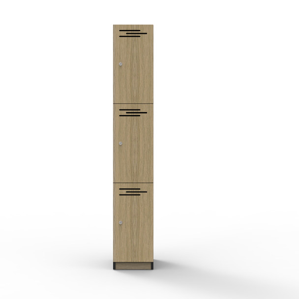 Rapidline 3 Door Melamine Locker Rapid Infinity Natural Oak / Black