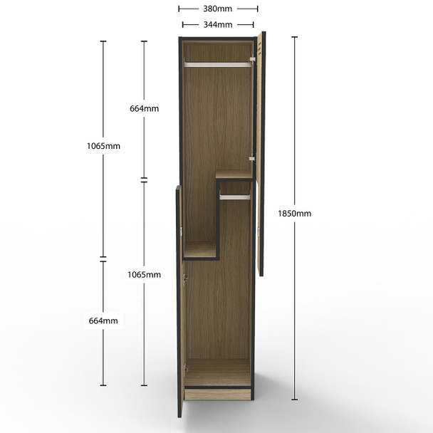 Rapidline Step Door Melamine Locker Rapid Infinity Natural Oak / Black