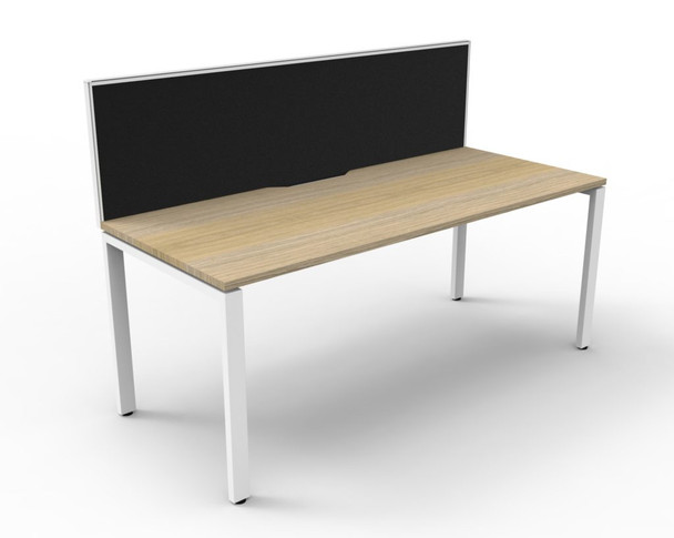 Rapidline Deluxe Infinity Single Sided Workstation Profile Leg 1800 x 750mm with Screen Natural Oak / White Satin