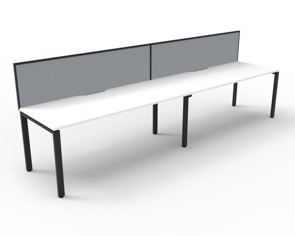 Rapidline #D-IPLSWS2P1275 NW/BL Deluxe Rapid Infinity 2 Person Single Sided Workstation - with Screen Natural White/Black - Rapidline workstation, rapidline corner workstation, rapidline adjustable workstation, rapidline single sided workstation | It's A Mega Thing