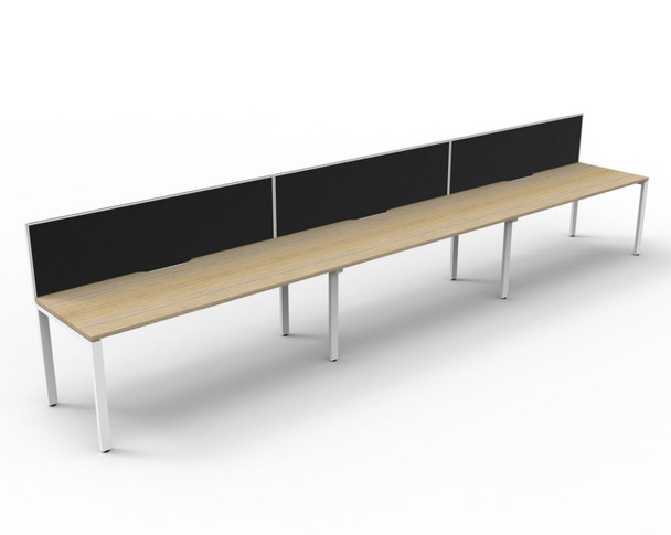 Rapidline #D-IPLSWS3P1275 NO/WS Deluxe Rapid Infinity 3 Person Single Sided Workstation - with Screen Natural Oak/White - , Rapidline workstation, rapidline corner workstation, rapidline adjustable workstation, rapidline single sided workstation | It's A Mega Thing