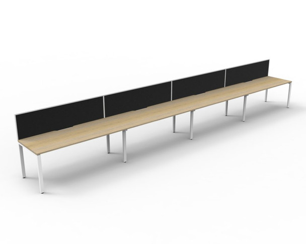 Rapidline Deluxe Infinity Single Sided 4 Person Workstation Profile Leg 1200 x 750mm with Screen Natural Oak / White Satin