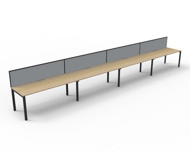 Rapidline Deluxe Infinity Single Sided 4 Person Workstation Profile Leg 1500 x 750mm with Screen Natural Oak / Black Satin