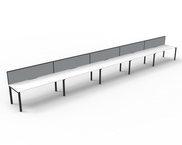 Rapidline Deluxe Infinity Single Sided 5 Person Workstation Profile Leg 1800 x 750mm with Screen Natural White / Black Satin