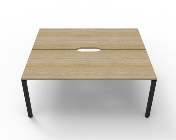 Rapidline 2 Person Workstation Deluxe Infinity Back to Back Profile Leg 1200 x 750mm Natural Oak / Black Satin
