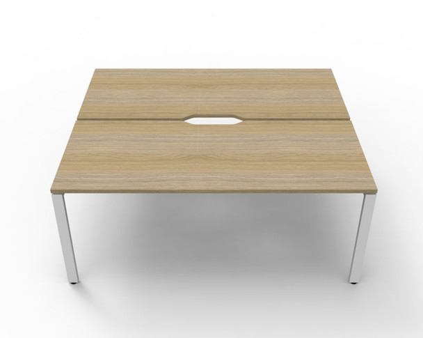 Rapidline 2 Person Workstation Deluxe Infinity Back to Back Profile Leg 1500 x 750mm Natural Oak / White Satin