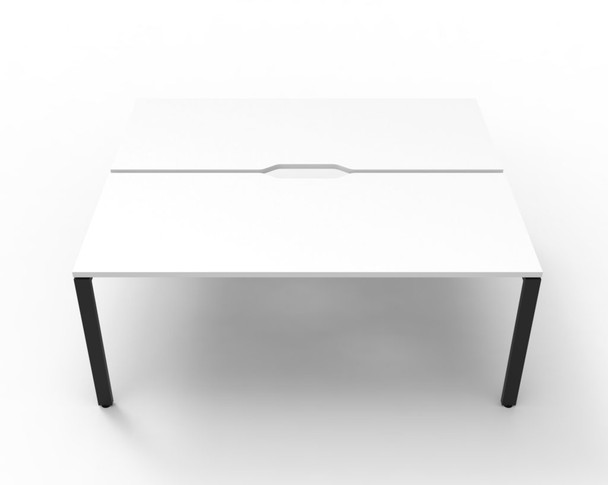 Rapidline 2 Person Workstation Deluxe Infinity Back to Back Profile Leg 1800 x 750mm Natural White / Black Satin