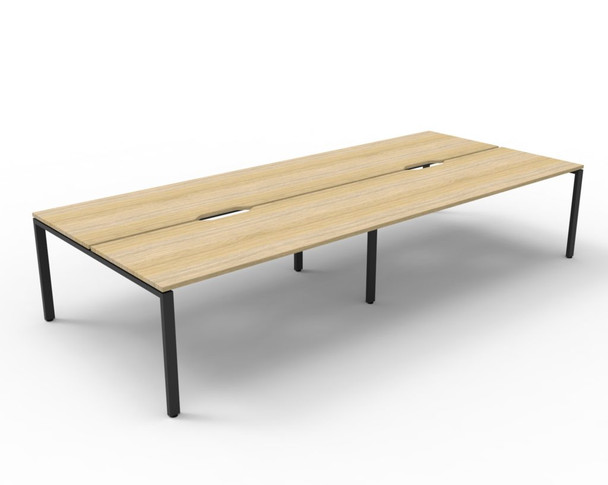 Rapidline Deluxe Infinity Back to Back 4 Person Workstation Profile Leg 1200 x 750mm Natural Oak / Black Satin