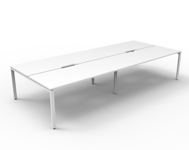 Rapidline Deluxe Infinity Back to Back 4 Person Workstation Profile Leg 1200 x 750mm Natural White / White Satin