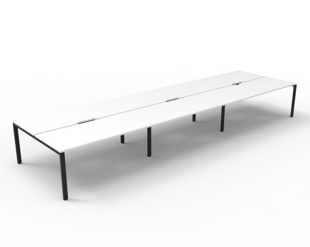 Rapidline #D-IPLD6P1275 NW/BL Deluxe Rapid Infinity 6 Person Double Sided Workstation - No Screen Natural White/Black - rapidline corner workstation, rapidline adjustable workstation, rapidline single sided workstation | It's A Mega Thing