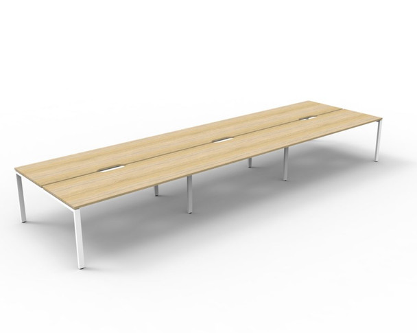 Rapidline Deluxe Infinity Back to Back 6 Person Workstation Profile Leg 1500 x 750mm Natural Oak / White Satin