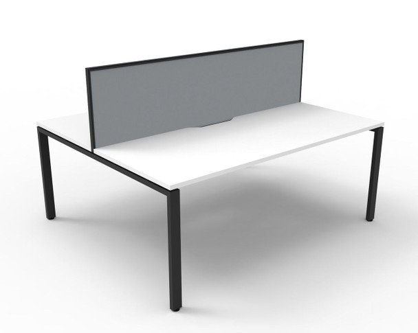Rapidline Deluxe Infinity Back to Back 2 Person Workstation Profile Leg 1200 x 750mm with Screen Natural White / Black Satin