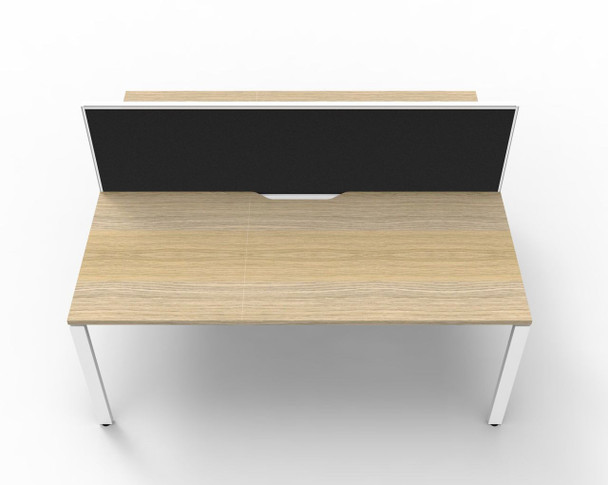 Rapidline 2 Person Workstation Deluxe Infinity Back to Back Profile Leg 1500 x 750mm with Screen Natural Oak / White Satin