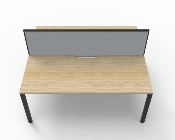 Rapidline 2 Person Workstation Deluxe Infinity Back to Back Profile Leg 1800 x 750mm with Screen Natural Oak / Black Satin