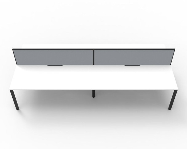 Rapidline 4 Person Workstation Deluxe Infinity Back to Back Profile Leg 1200 x 750mm with Screen Natural White / Black Satin