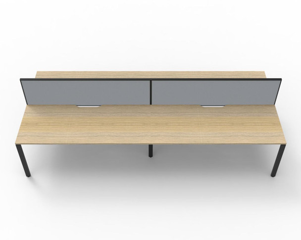 Rapidline 4 Person Workstation Deluxe Infinity Back to Back Profile Leg 1200 x 750mm with Screen Natural Oak / Black Satin