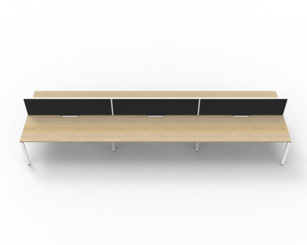 Rapidline 6 Person Workstation Deluxe Infinity Back to Back Profile Leg 1200 x 750mm with Screen Natural Oak / White Satin