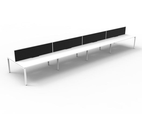 Rapidline Deluxe Infinity Back to Back 8 Person Workstation Profile Leg 1500 x 750mm with Screen Natural White / White Satin