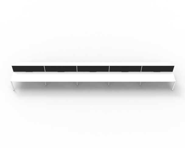 Rapidline 10 Person Workstation Deluxe Infinity Back to Back Profile Leg 1200 x 750mm with Screen Natural White / White Satin