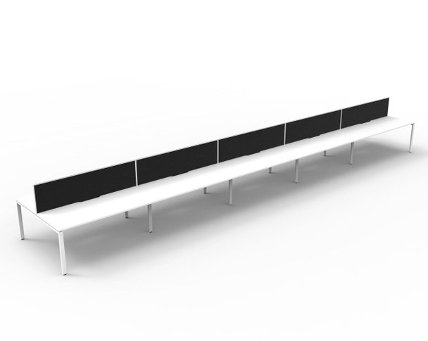 Rapidline Deluxe Infinity Back to Back 10 Person Workstation Profile Leg 1800 x 750mm with Screen Natural White / White Satin
