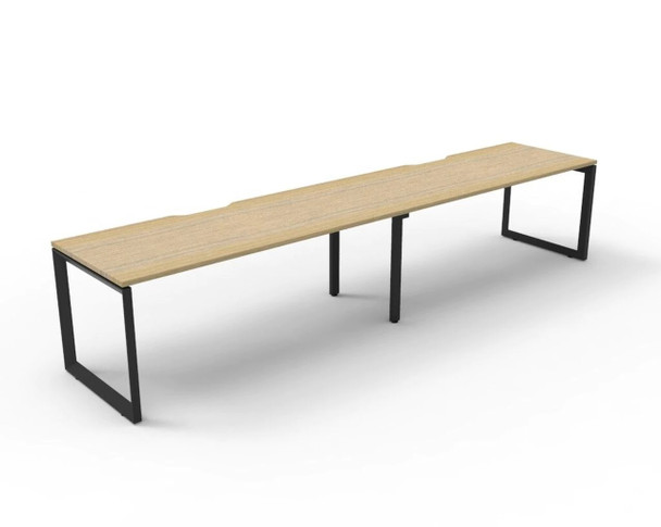 Rapidline Deluxe Infinity Single Sided 2 Person Workstation Loop Leg 1500 x 750mm Natural Oak / Black Satin