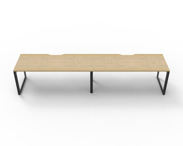 Rapidline 2 Person Workstation Deluxe Infinity Single Sided Loop Leg 1500 x 750mm Natural Oak / Black Satin