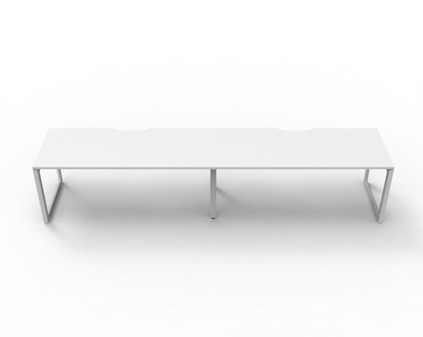 Rapidline 2 Person Workstation Deluxe Infinity Single Sided Loop Leg 1800 x 750mm Natural White / White Satin