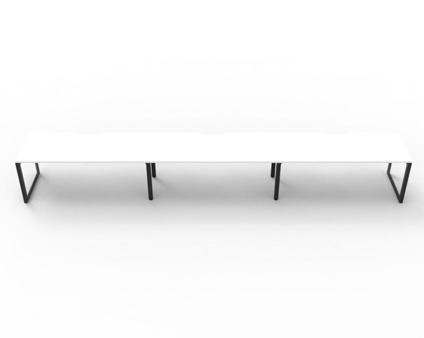 Rapidline 3 Person Workstation Deluxe Infinity Single Sided Loop Leg 1200 x 750mm Natural White / Black Satin