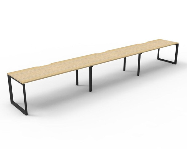 Rapidline Deluxe Infinity Single Sided 3 Person Workstation Loop Leg 1200 x 750mm Natural Oak / Black Satin