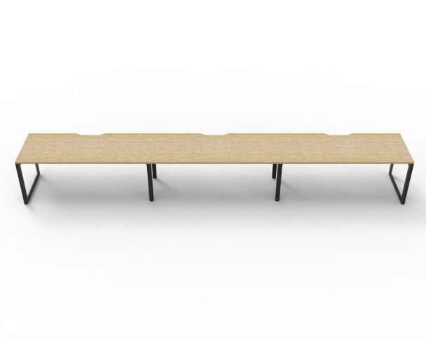 Rapidline 3 Person Workstation Deluxe Infinity Single Sided Loop Leg 1200 x 750mm Natural Oak / Black Satin