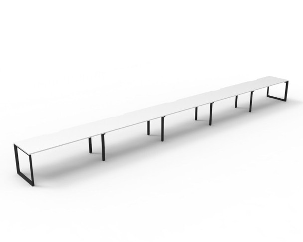 Rapidline #D-ILLS5P1275 NW/BL Deluxe Rapid Infinity 5 Person Single Sided Workstation - No Screen Natural White/Black - Rapidline workstation, rapidline corner workstation, rapidline adjustable workstation | It's A Mega Thing